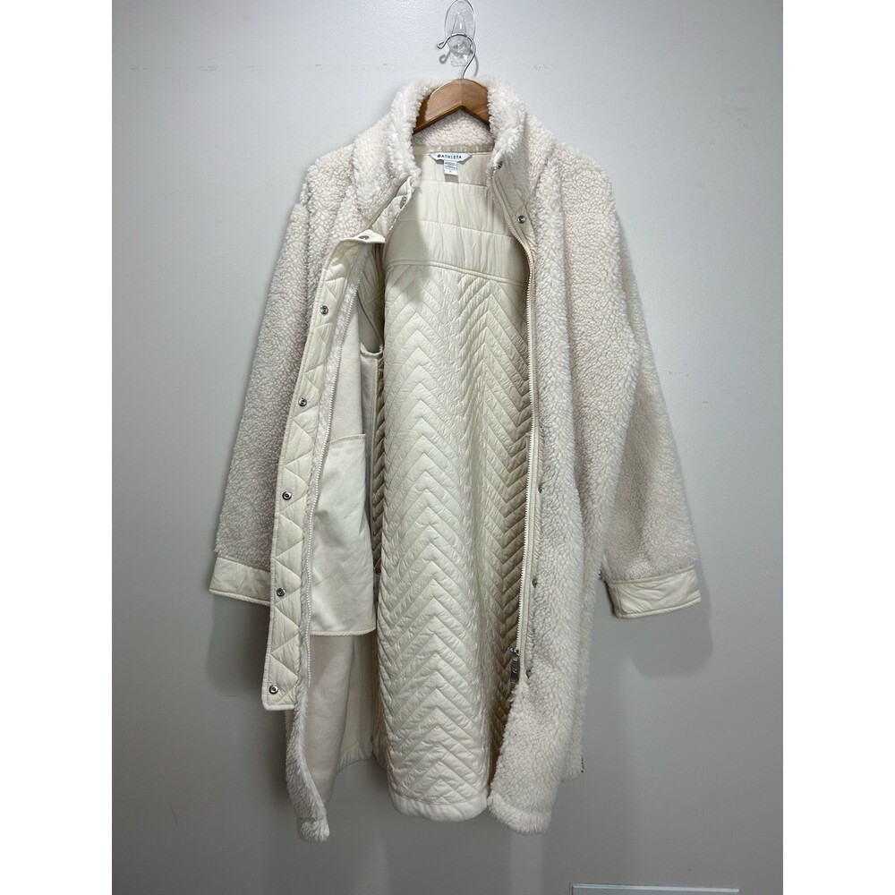 ATHLETA Cozy Day Hybrid Coat Sherpa Size Large Chantilly Cream - Picture 8 of 13